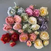 Dekorativa blommor 3st konstgjorda huvud Silk Peony Fake Flower For Hair Smycken Diy Decor Birthday Wedding Party Decoration