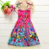 Vestidos para meninas 2023 Verão Meninas Vestido floral Sling Babados Bohemian Beach Princess for Girl Clothing 2 6 8 12 Years With Necklace Gift 230609