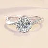 S925 Sterling Silver 1CT Treasure D Moissanite Zircon Wedding Rings