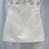 Frauen Designer Diamant Stil Leopardenmuster Party Weißes Kleid Ärmellose Hemden Tops Flache Röcke Frau Schlanke Outwears Kleider für Hochzeit2024