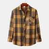 Men's Casual Shirts Tee Men Womens Long Sleeve Shirt For Male Autumn Plaid Print Turn Scrub Soft Top