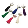 Dangle Chandelier New Bohemian Crystal Tassel Earrings Black White Blue Red Green Silk Fabric Long Drop Tassels For Women Jewelry Dhvo9