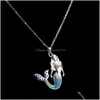 Подвесные ожерелья моды День Святого Валентина Подарок на моряде ожерелье настроение синее кристал.