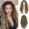 Morceaux de cheveux Longs Pouces Blonde Synthétique 13x3 Lace Front 613 Highlight Ginger Kinky Curly HD Transparent Cosplay 230609
