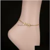Chain Birth Year Ankle Leg Bracelet Jewelry Personalize Stainless Steel Gold Custom Number Anklet Friendship Gifts Drop Delivery Brac Dhxsn