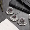 Necklace Earrings Set Ethnic Silver Color Peacock Sets For Women Luxury Colorful Zircon Geometric Tassel Party Wedding