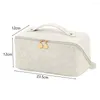 Storage Bags Travel Toiletry Bag Faux Leather Multi Compartments Wash Printed Cosmetic Oblong Shape Makeup Pouch