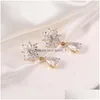 Ciondola il lampadario Fashion Designer Cubic Zirconia Sun Flower Waterdrop Orecchini per le donne Gioielli da sposa Orecchino da sposa per feste Dhj8L