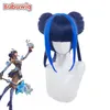 Hair pieces Bubu Synthetic Game LOL Lux Cosplay Women Halloween 50cm Long Straight Mixed Blue Party Heat Resistant 230609