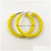 Dangle Chandelier Fadhion Colorf Bead Circle Earrings Golden Color Bohemia Hoop Earring with Rice Decoration Simple DHR3Q