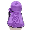 Foulards Unisexe Hommes Femmes Satin Respirant Bandana Chapeau Silky Durag Avec Long Tail Headwrap