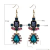Dangle Chandelier Bohemian Colorf Rhinestone Crystal Statement Earrings Vintage Flower Earring For Women Fashion Ear Jewelry Gifts Dh5Im