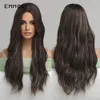 Perruques synthétiques brun foncé pour femmes blanches perruque longue vague platine faux cheveux pour fête/quotidien fibre résistante à la chaleur Wigsfactory dir