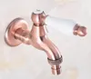 Bathroom Sink Faucets Antique Red Copper Wall Mount Ceramic Handle Washing Machine Faucet Out Door Tap Dav334