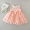 Abiti da ragazza Matrimoni rosa Flower Baby Dress 1 2 anni Compleanno Abiti formali 18 mesi Toddler Vestido RBF184006