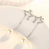 Stud Earrings OMHXZJ Wholesale Elegant Temperament Fashion Woman Wedding Gift Pentagram Pearl 925 Sterling Silver Tassel YS286