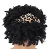 Syntetiska pannbandspekor för kvinnor leopard kort lockig peruk kinky afro peruk naturliga hår peruker med bangs halloween costumefactory