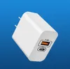 18W PD Fast Wall Charger 2.4A USB Type-C Power Adapter Snel opladen voor iPhone 14 13 Pro Max Samsung S23 Android Smart Phone US EU-versie Travel Home Apple