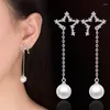 Stud Earrings OMHXZJ Wholesale Elegant Temperament Fashion Woman Wedding Gift Pentagram Pearl 925 Sterling Silver Tassel YS286