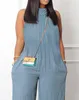 Kvinnors jumpsuits Rompers Women's Jumpsuit ärmlös fickdetal