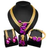 Wedding Jewelry Sets Woman Necklace Jewelry Set Fashionable Brazilian Gold Style Original 24K Gold Plated Purple and Champagne Zircon Pendant SYHOL 230609