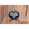 Cluster Ringen Hoge Kwaliteit 316 Roestvrij Staal Paar Bruiloft Engagement Dl Polijsten Zwart Goud Blauwe Ring Vrouwen Heren Vinger 6Mm Dro Dh0Tu