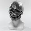 Party Masks Horror Silver Skull Latex Mask Halloween Carnival Party Ball Scary Full Face Cosplay Helmet Costume Props Decor 230609