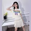 Women's T-Shirt designer 2023 Summer New Heavy Industry Colorful Beaded Letter Embroidery Temperament Versatile Short Sleeve T-shirt for Men and Women IQ1H