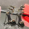 Sandalias de diamantes multicolores René Caovilla diseñador de lujo Gran pedrería de cristal Pies de serpiente Desnudo Sinuoso tacón de aguja zapatos de mujer sandalia de tacón alto