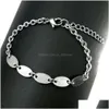 Chaîne À La Mode Titane Acier Coeur Ovale Rond Charme Bracelets Pour Femmes Hommes Blanc Propre Gravé Mode Fête Bijoux Cadeaux Drop Delive Dh4Yr