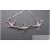 Pendant Necklaces Vintage Sier Bird Necklace Delicate Sparrow Centerpiece Jewelry For Women Wholesale Accessory Drop Deliver Dhu21