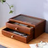 Jewelry Pouches Antique Wood Glass Wooden Packing Earring Ring Necklace Organizer Jewellry Display Big Box Bulk For Women Gift Luxury