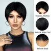 Perucas de Bob Sintético com Corte Pixie Preto Com Franja Peruca de Cabelo Natural Liso Curto para Mulheres Cosplay Festa Resistente ao Calor fábrica dir