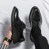 Derby Shoes Men Black PU Lace-up Round Head Daily Business Dress Shoes Comfortable Wearable Single Shoes