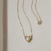 Hanger Kettingen Mode Goud Kleur Hart Vorm Ketting Volledige Zirkoon Parel Voor Vrouwen Fijne Sieraden Lover's Geschenken