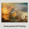 Zeilen Marine Canvas Art Het verbranden van de huizen Joseph William Turner schilderij handgemaakte zeegezicht Home Decor