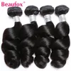 Hårbulkar Beau Loose Wave Human Bundles med stängning Indian Weave 3 4 Lace Wavy Extensions 230609