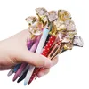 Ballpoint Pens 100 Pcs Luxury Crystal Pen 14cm Long Diamond Wafer Metal Ballpoint Pen 0.7mm Blue Writing Pen Student School Gift Ball Pen Like 230609