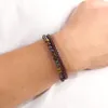 Gioielli per bracciale in pelle di pietra naturale a doppio strato dal design accattivante per regalo da uomo