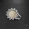 Cluster Rings Delicate Sunflower For Women Silver Color Metal Knuckle Accessories Ladies Ring Retro Fashion Jewelry Wholesale DZR034