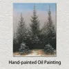 Handcrafted Canvas Artwork Landscape Fir Trees in The Snow by Caspar David Friedrich Painting for Bathroom Contemporary