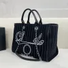 2023 tote schoudertas channel Top Handle Designer Bag cc canvas parel grote strandhandtas bakken met kettingriem shopping portemonnee portemonnees designer vrouw handtas