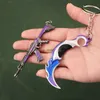 NHLK Keychains Lanyards Valorant Melee Reaver 2.0 Karambit Keychain Game PERIPHERAL M4 Samurai Dagger Model Metal Key Ring Pendant Jewely Man Gift