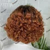 Korte Cut Bob Krullend Full Lace Menselijk Haar Ombre Kleur 13x4 Lace Front Pruik voor Vrouwen Zomer Hot koop 100% Remy Braziliaans Haar 360 Lace Pruik