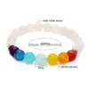 Pärlstav ny mode sju färger dl sten pärlor armband för kvinnor 8mm vita naturliga charms stretch armele hälsa yoga smycken present dhjtq
