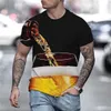 Men's T Shirt Patterned Beer Round Neck Short Sleeves Black Pink Gold Tops Basic Comfort Big and Tall Graphic Tees