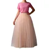 Skirts 2023 Spring Party Skirt Elastic High Waist Women Boneless Wedding Mesh Porcelain Color Petticoat Puffy Long Tutu