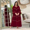 Casual Dresses Superaen Muslim Robe Women's Clothing 2023 Spring Autumn Embroidered Gold Velvet Maxi Dress