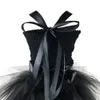 Robes de fille Filles Noir Long Trailing Tutu Dress Enfants Crochet Tulle Robe De Soirée Robe De Bal Enfants Fête D'anniversaire Banquet Costume Robes 230609