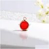 Charms Pierre De Naissance Cristal Charme Pendentif Or Rose Cuivre Métal 12 Strass 8.7Mm Rond Pour Diy Collier Et Bracelet Bijoux Goutte Dhn3W